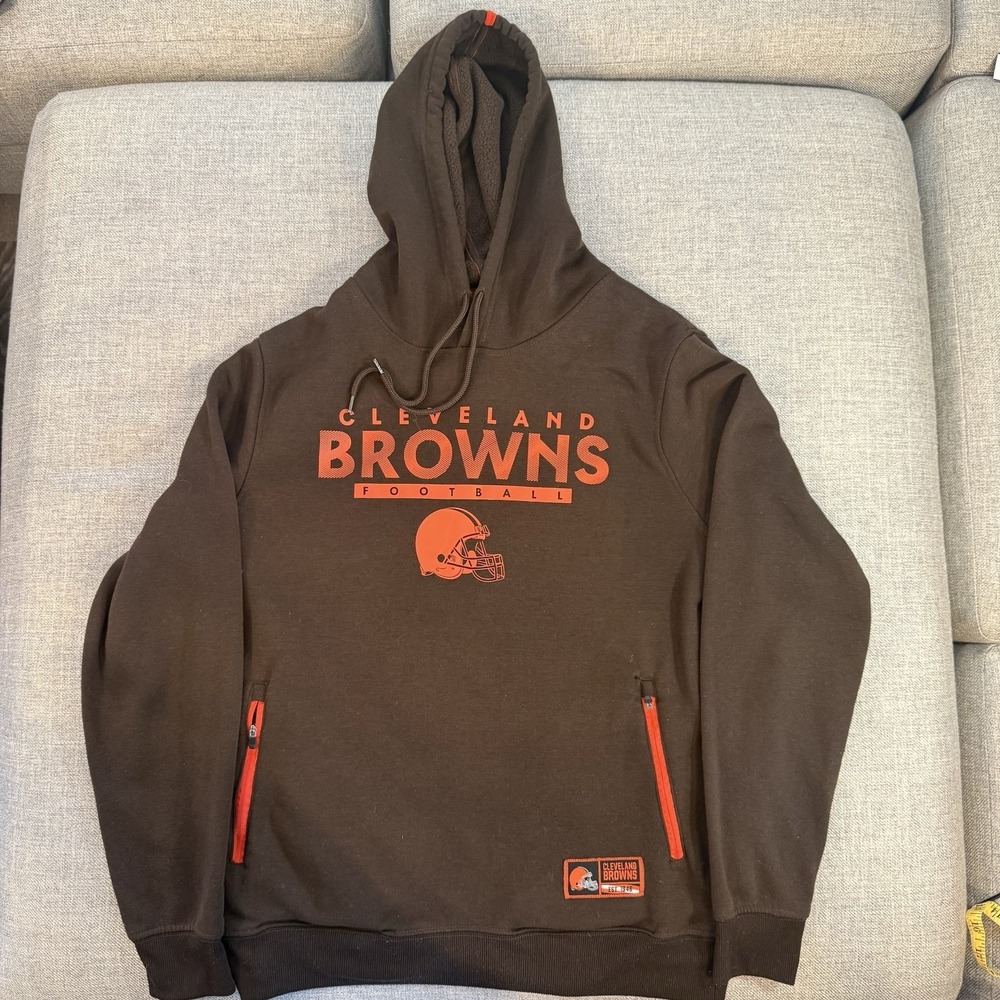 Cleveland Browns Hoodie Men's Medium Brown NFL Football Pullover Sweatshirt